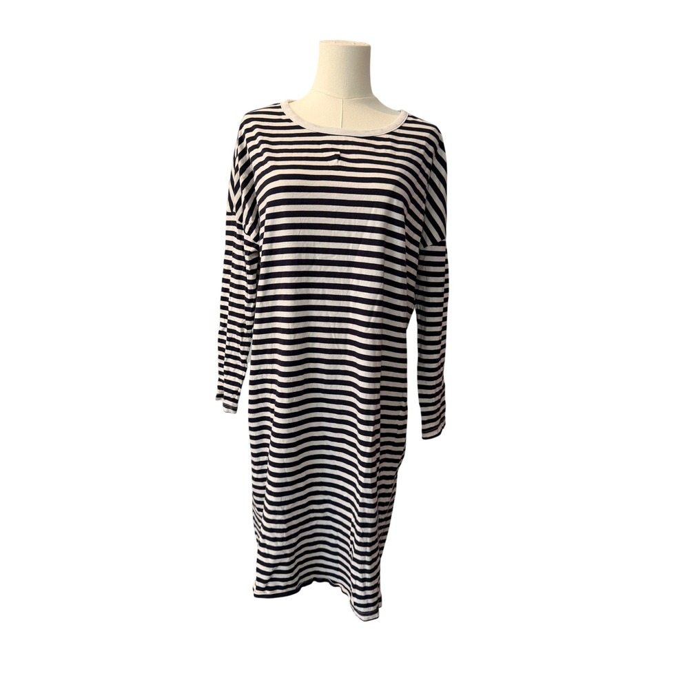 Xirena Striped Long Sleeve Cotton T Shirt Dress Nautical Preppy Coastal Small